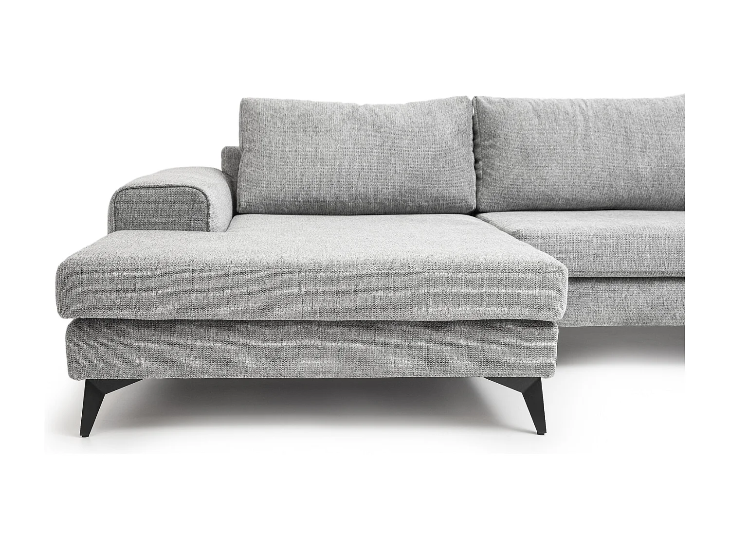 Venice Basket Weave Corner Sofa Left Facing in Light Grey