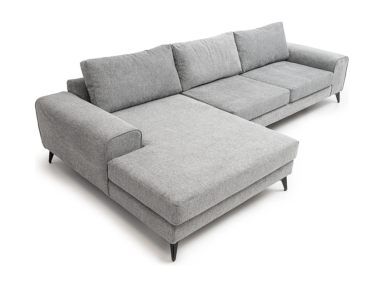 Venice Basket Weave Corner Sofa Left Facing in Light Grey