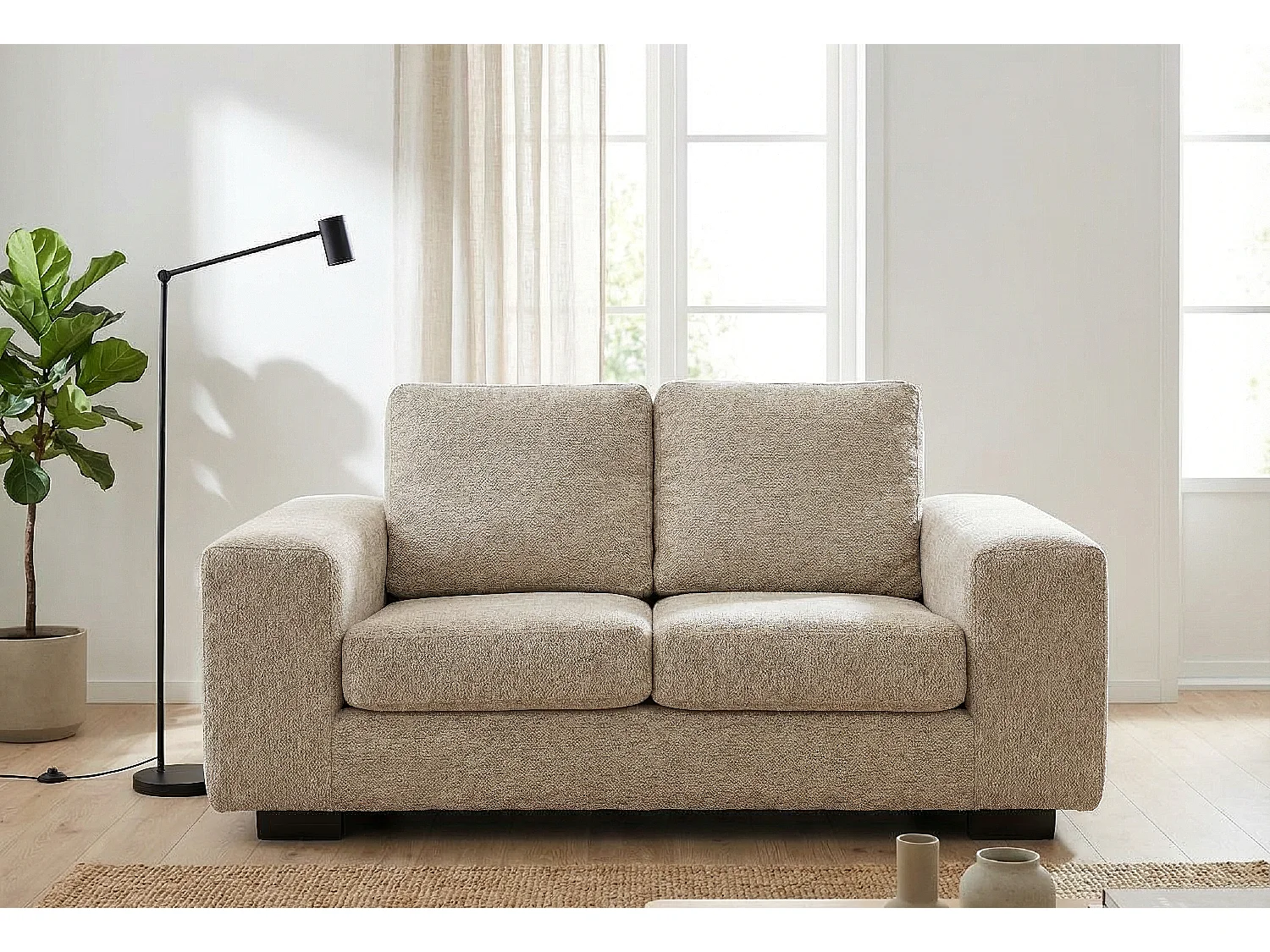 Boston Basket Weave 2 Seater Sofa in Cream