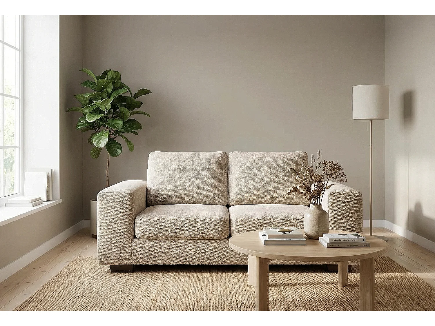 Boston Basket Weave 2 Seater Sofa in Cream