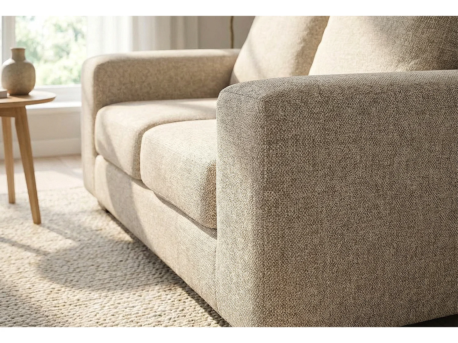 Boston Basket Weave 2 Seater Sofa in Cream