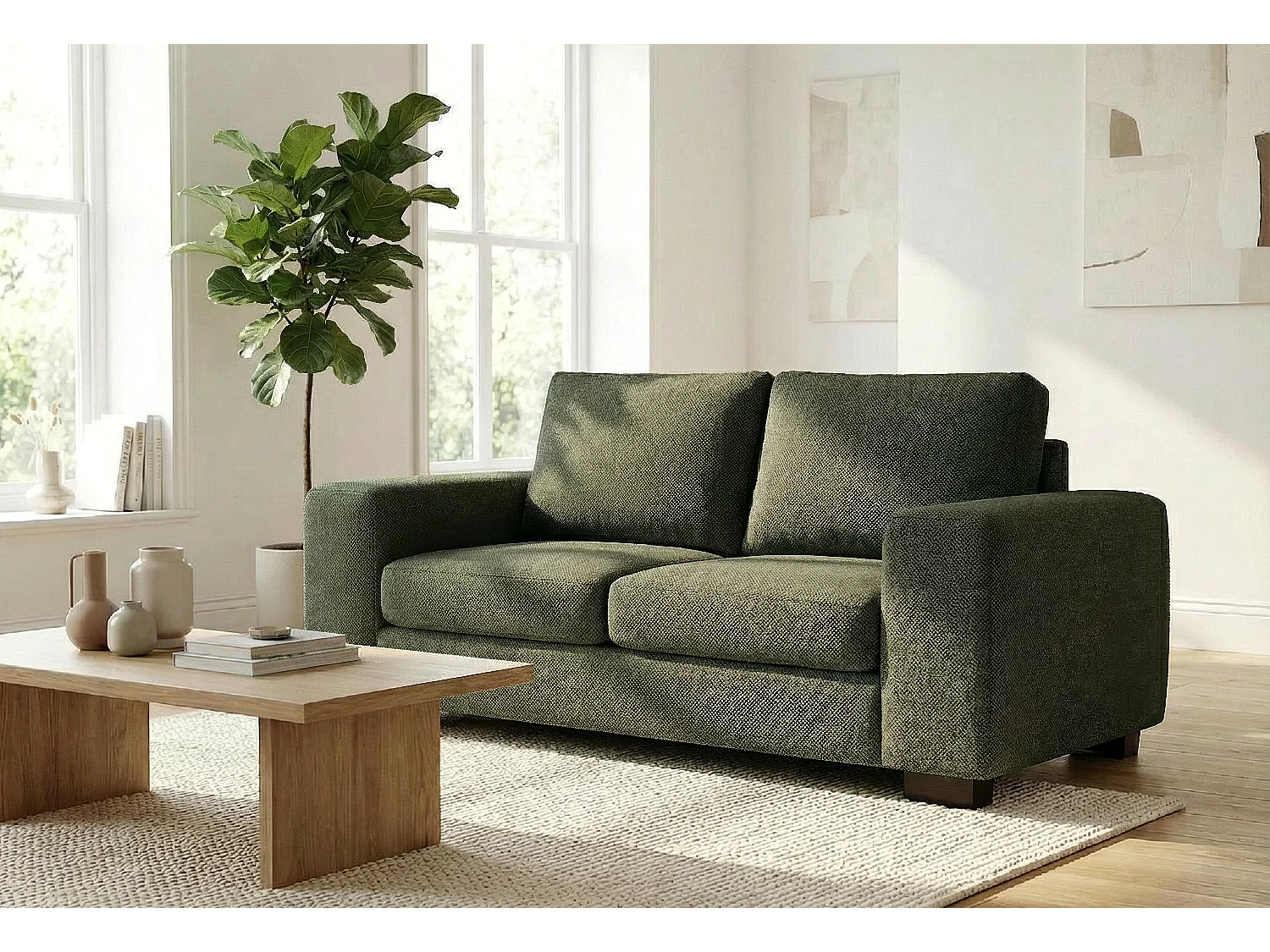 Boston Basket Weave 3 Seater Sofa in Forest Green