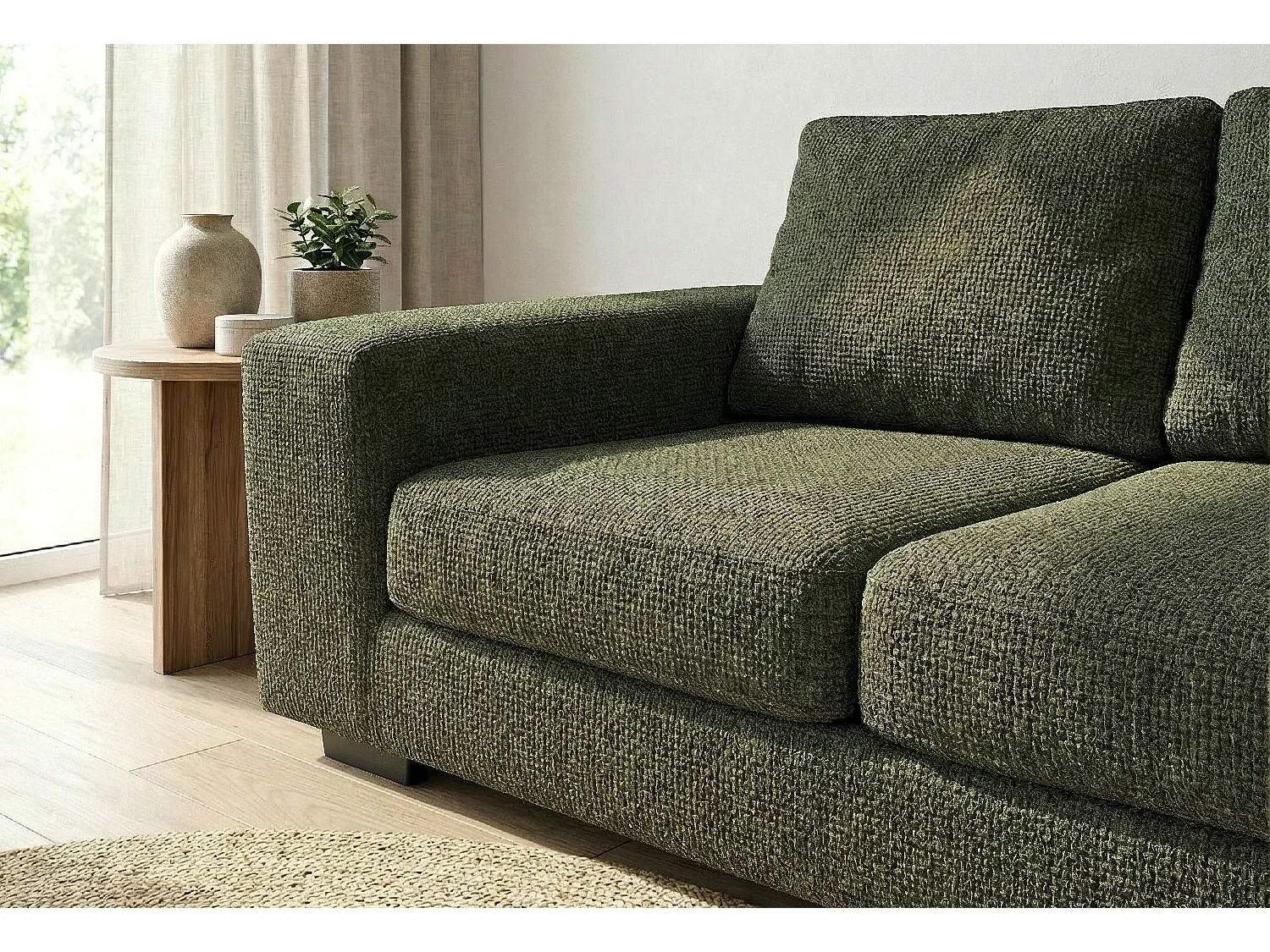 Boston Basket Weave 3 Seater Sofa in Forest Green