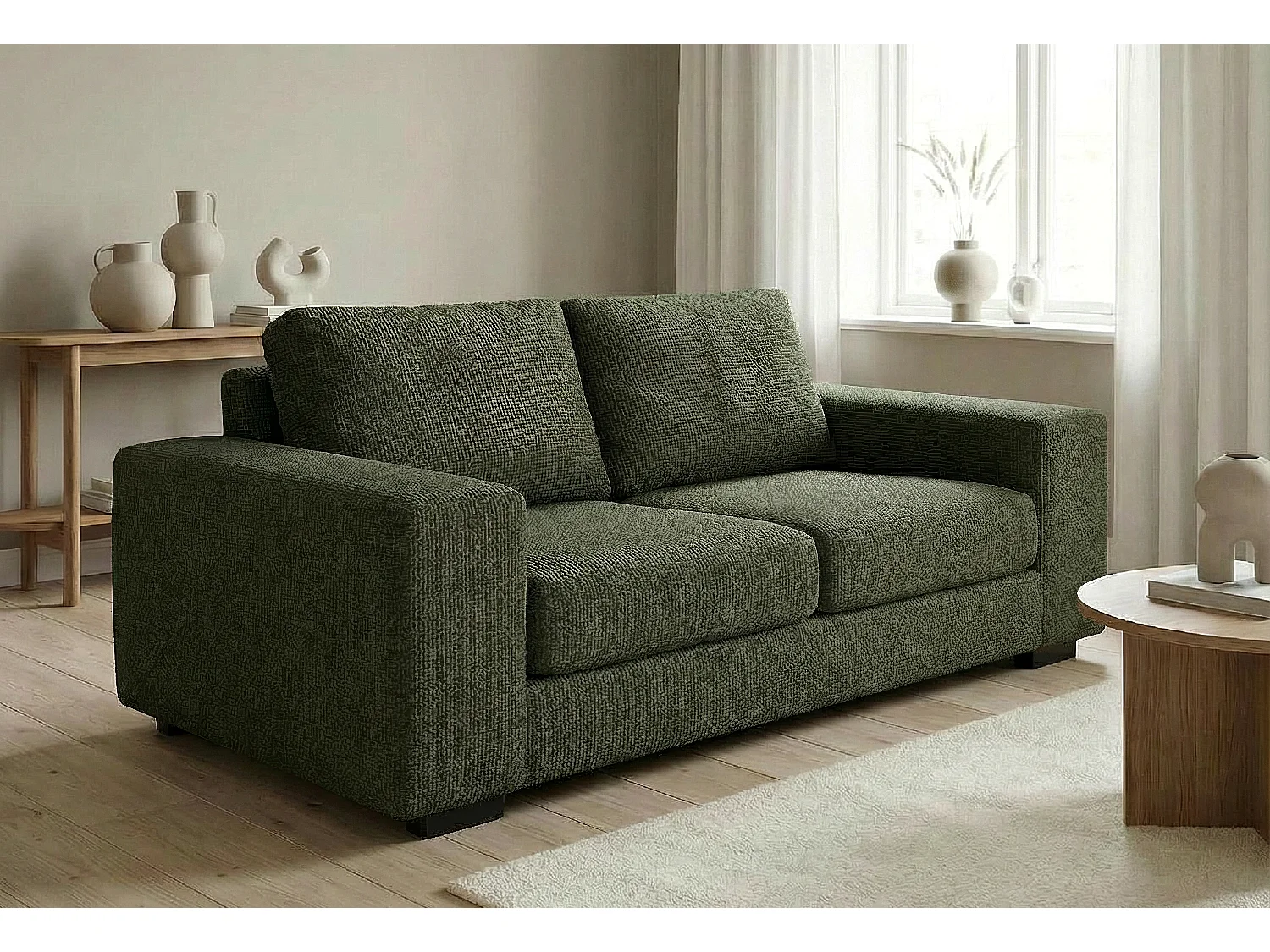 Boston Basket Weave 3 Seater Sofa in Forest Green