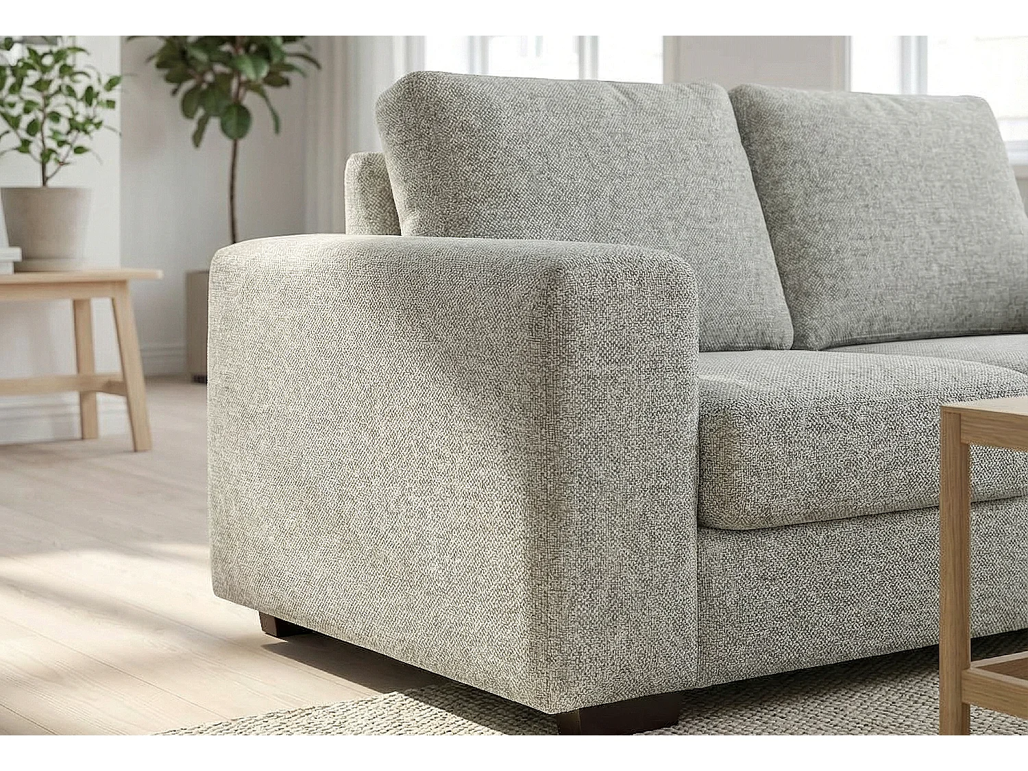 Boston Basket Weave 3 Seater Sofa in Light Grey