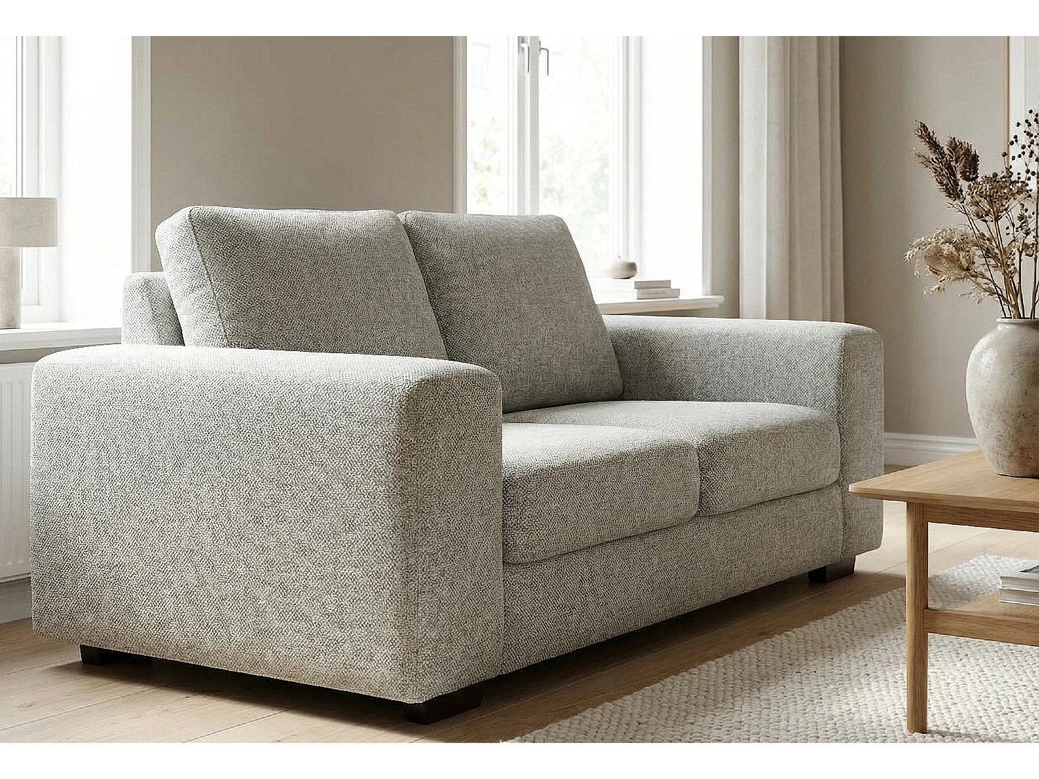 Boston Basket Weave 3 Seater Sofa in Light Grey