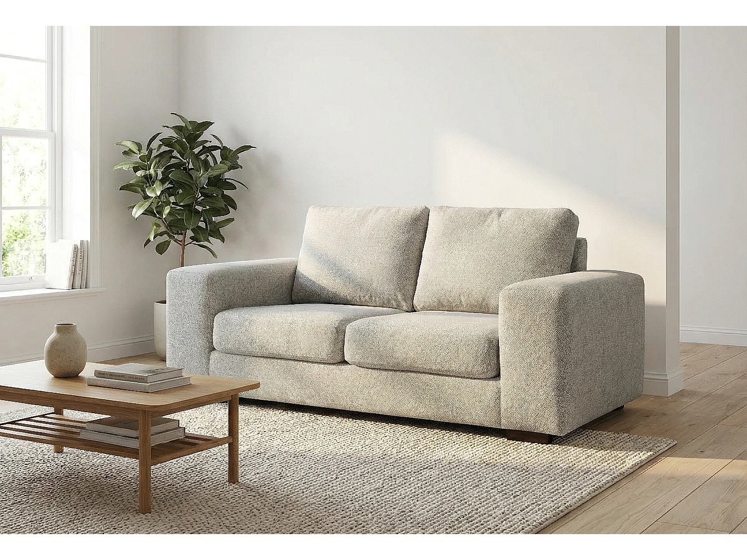 Boston Basket Weave 3 Seater Sofa in Light Grey