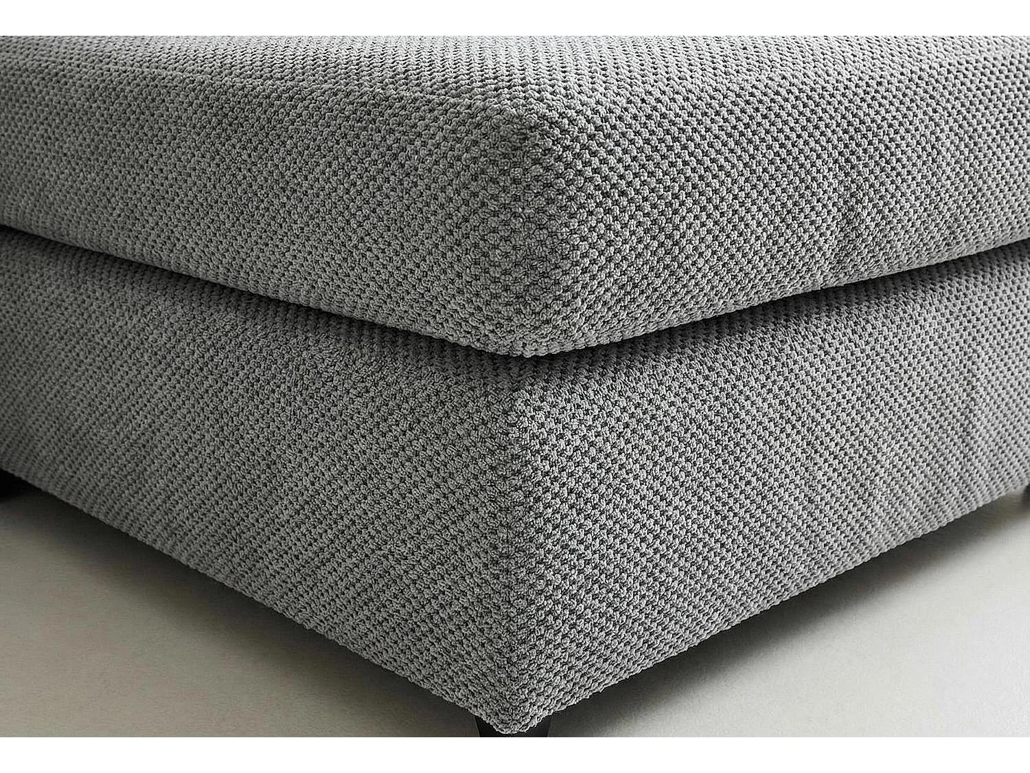 Jumbo Grid-Textured Fabric Corner Sofa with Scatter Cushions Right Facing Light Grey