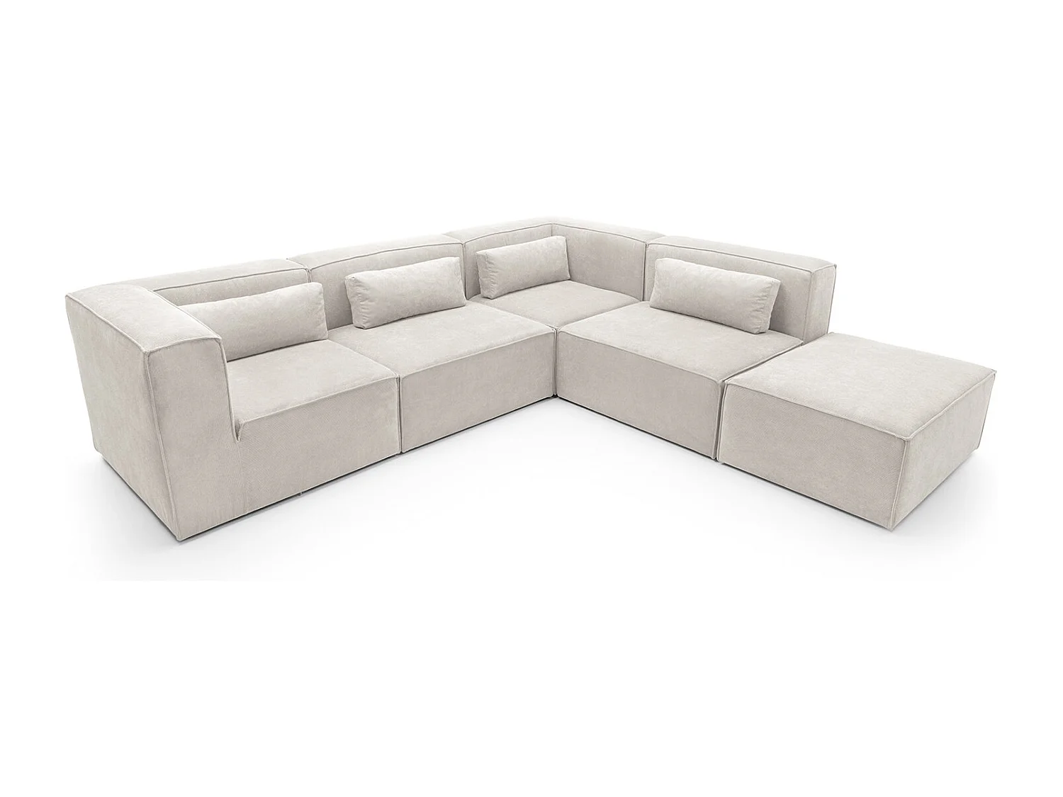 Doris Reversible Large Corner Sofa in White with High-Density Foam