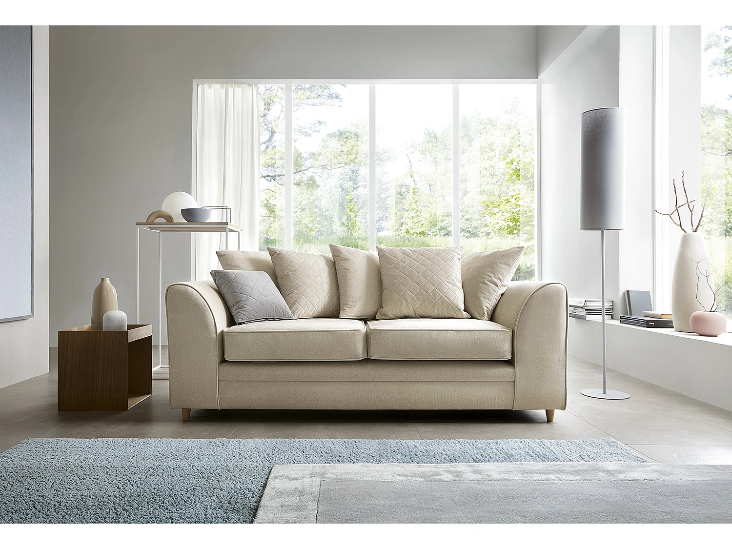 Chicago Velvet 3 Seater Sofa in Cream