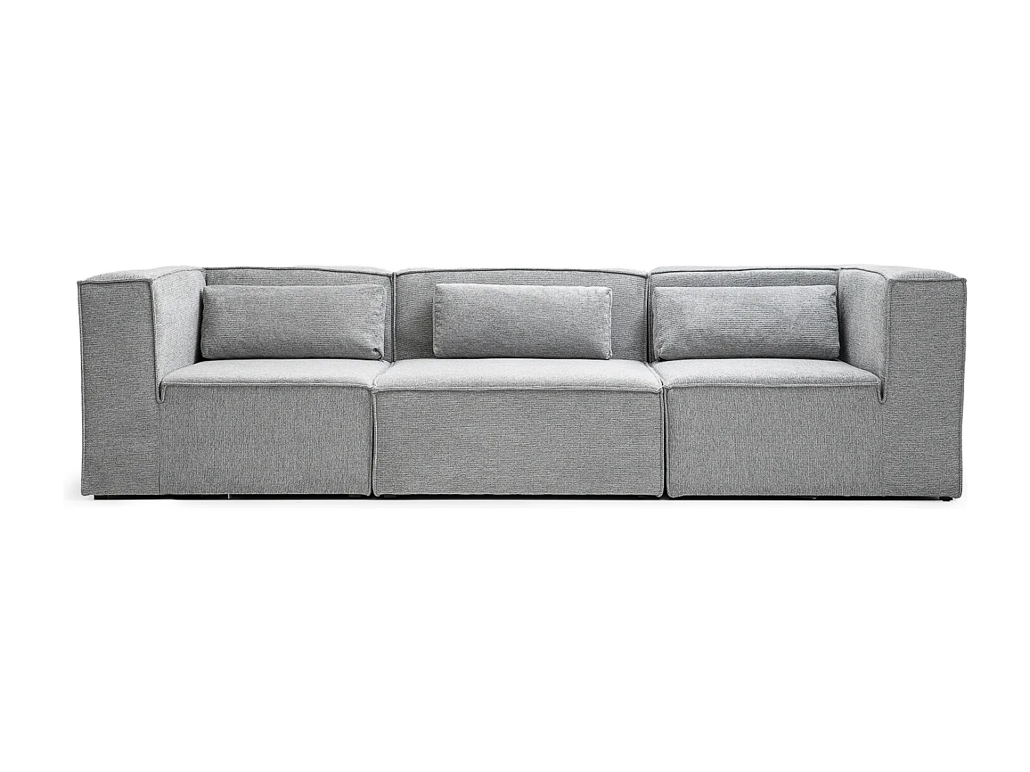 Doris Basket Weave 4 Seater Sofa in Grey with Modular Comfort and Timeless Style