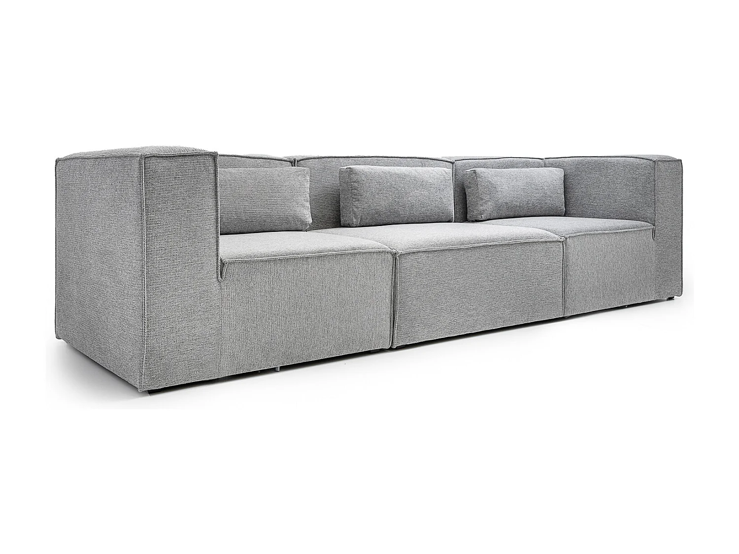 Doris Basket Weave 4 Seater Sofa in Grey with Modular Comfort and Timeless Style