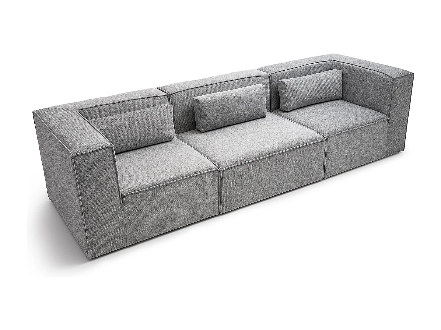 Doris Basket Weave 4 Seater Sofa in Grey with Modular Comfort and Timeless Style
