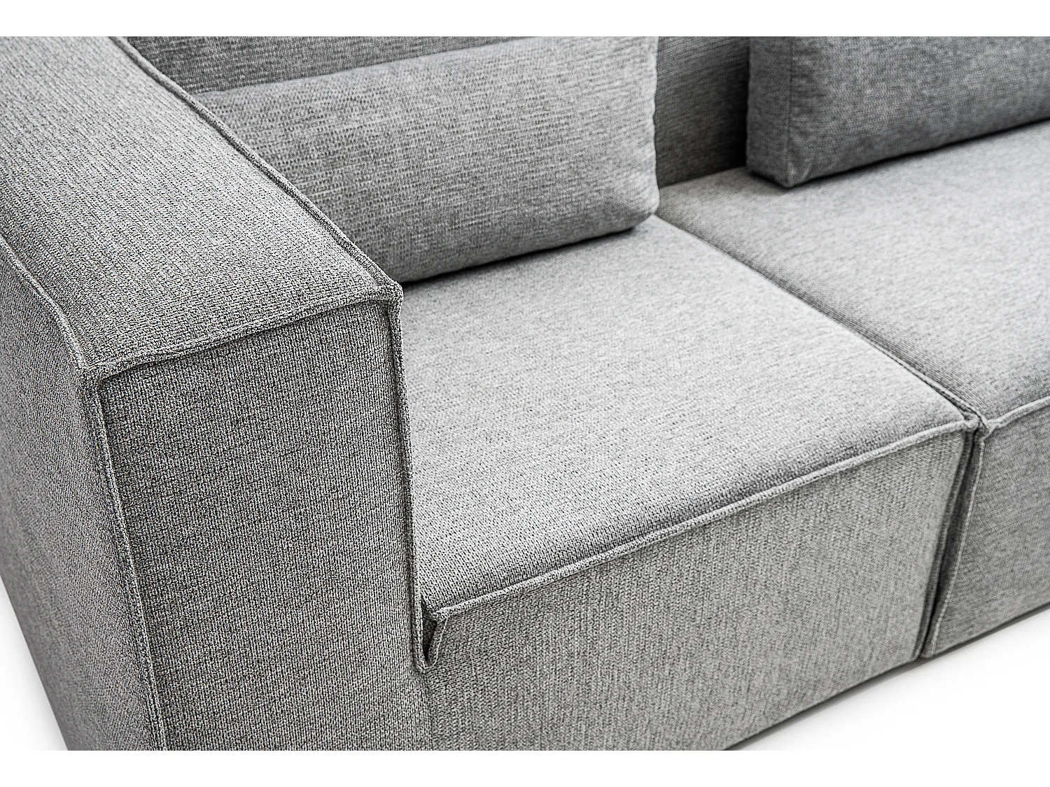 Doris Basket Weave 4 Seater Sofa in Grey with Modular Comfort and Timeless Style