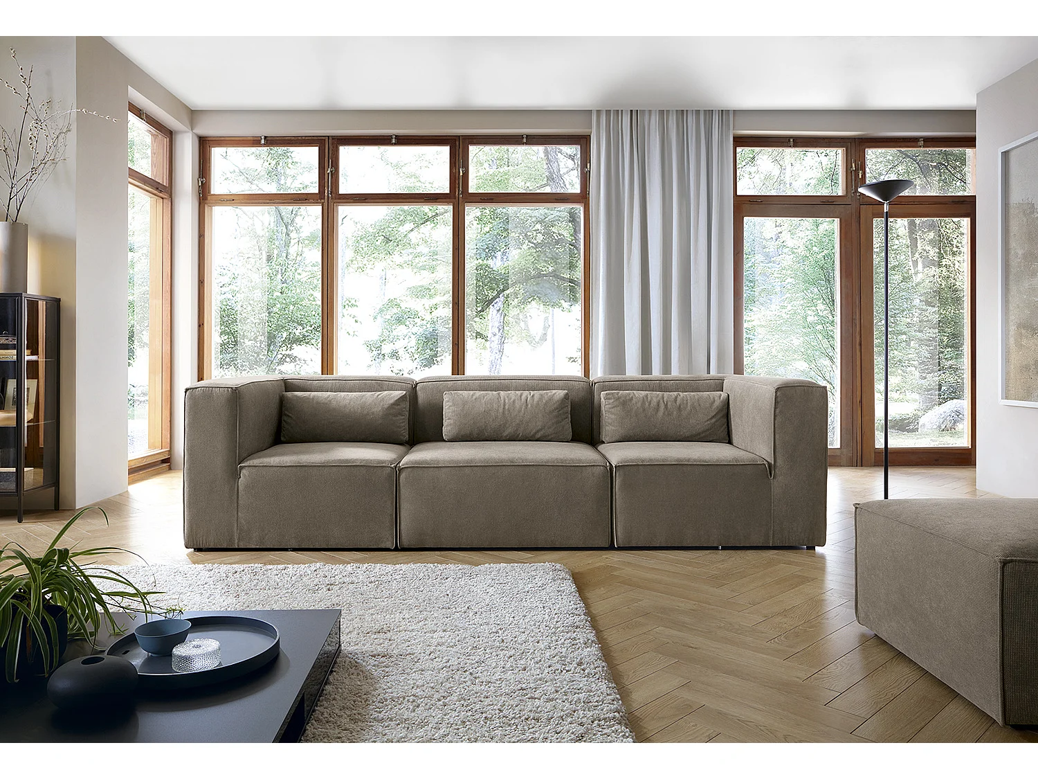 Doris Reversible 4 Seater Sofa in Brown with High-Density Foam