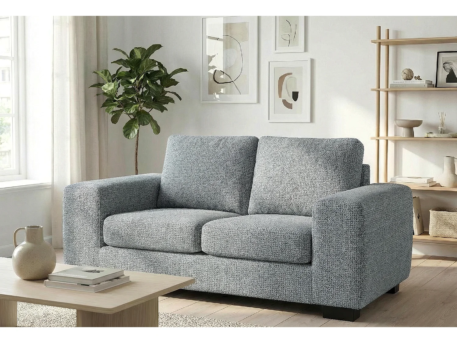 Boston Basket Weave 2 Seater Sofa in Grey