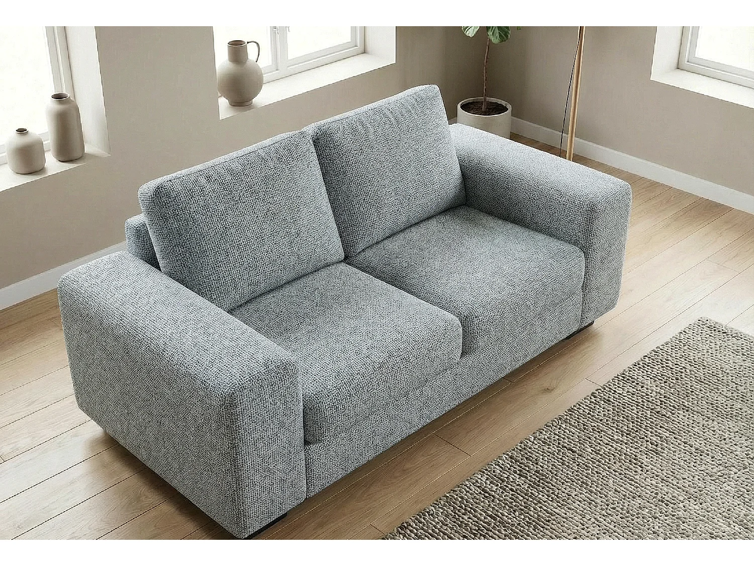 Boston Basket Weave 2 Seater Sofa in Grey