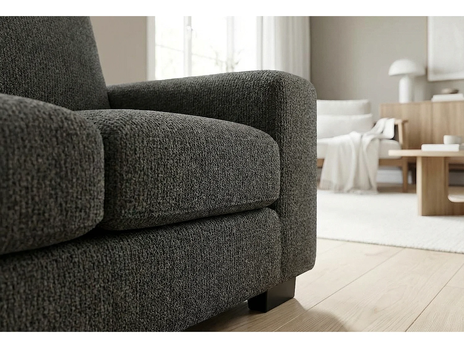 Boston Basket Weave 2 Seater Sofa in Dark Grey