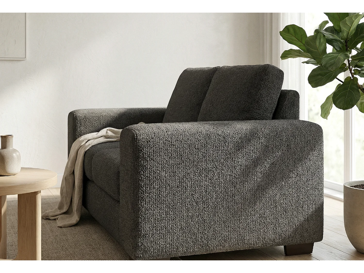 Boston Basket Weave 2 Seater Sofa in Dark Grey