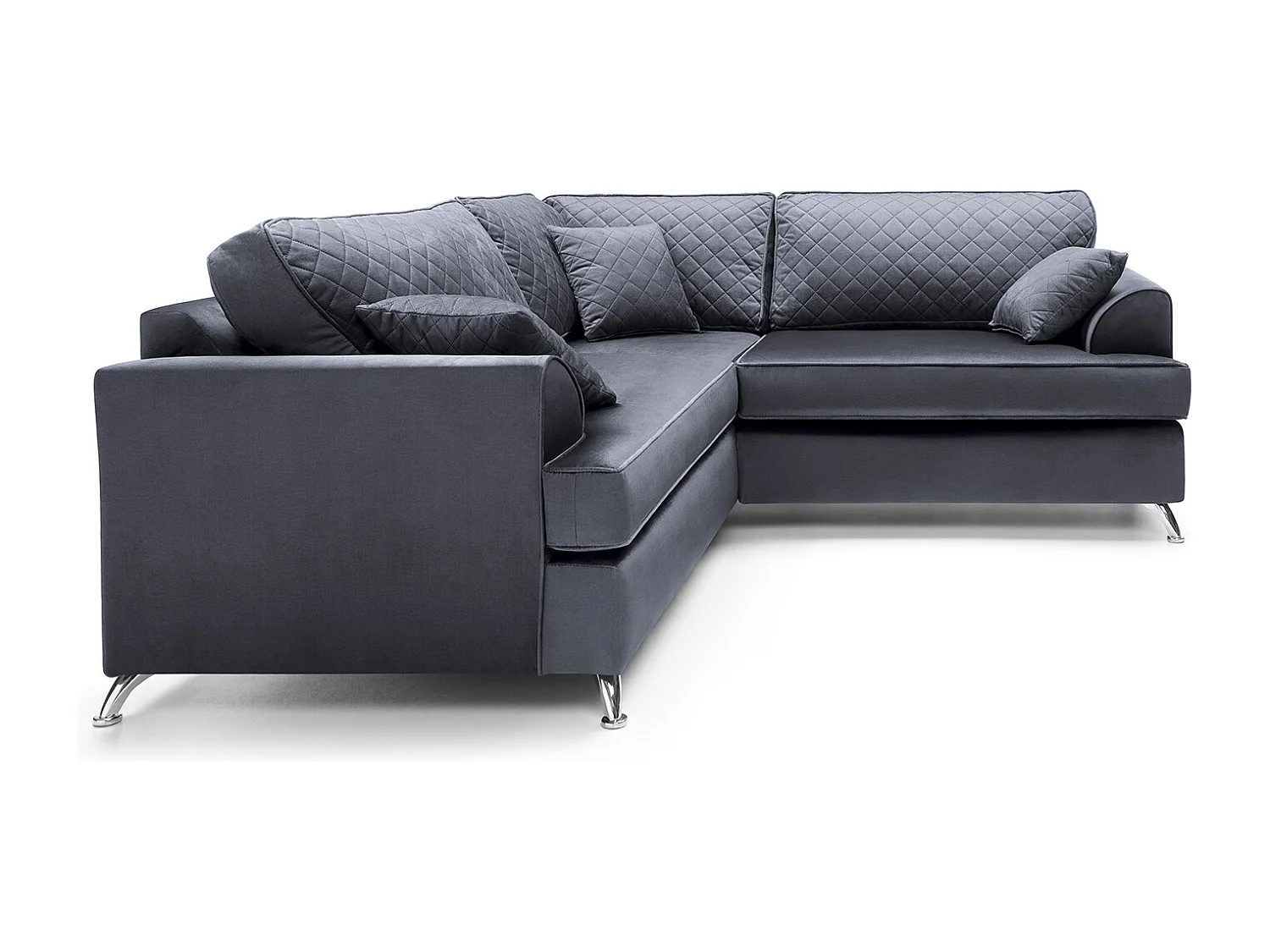 Ferguson Fabric Corner Sofa in Dark Grey Velvet