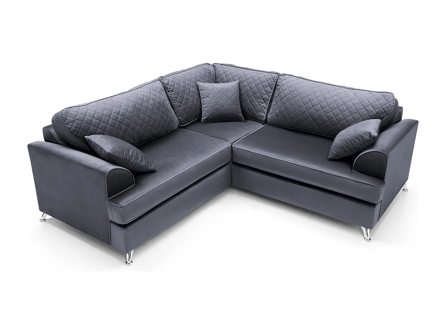 Ferguson Fabric Corner Sofa in Dark Grey Velvet