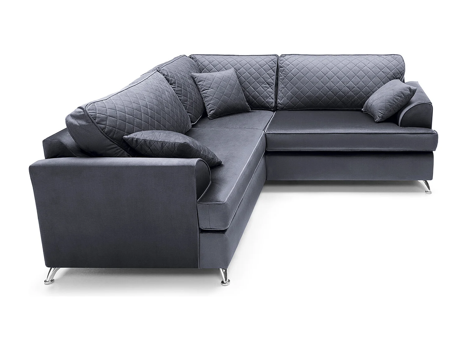 Ferguson Fabric Corner Sofa in Dark Grey Velvet