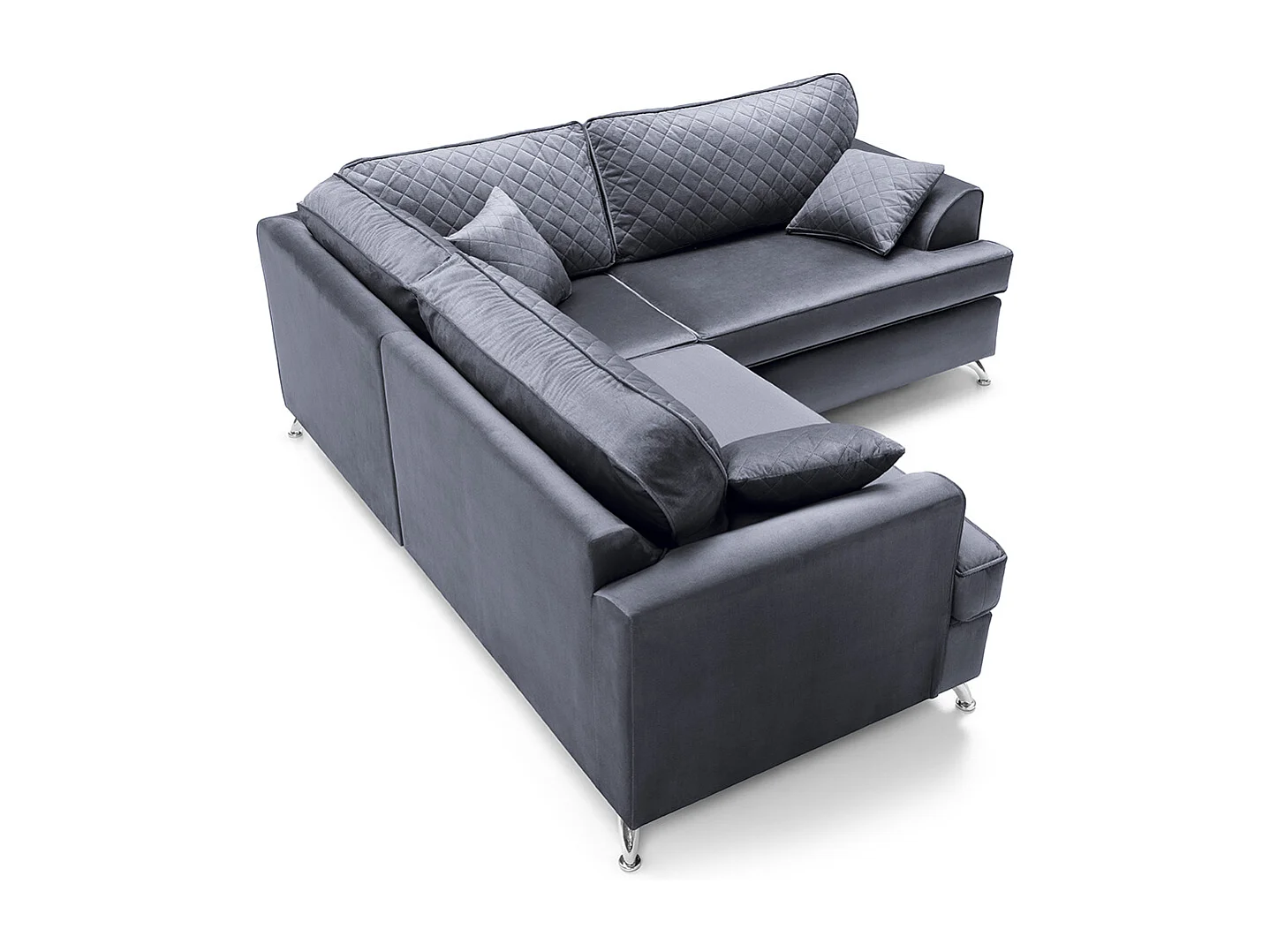 Ferguson Fabric Corner Sofa in Dark Grey Velvet