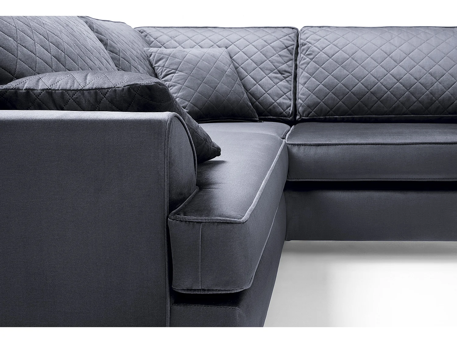 Ferguson Fabric Corner Sofa in Dark Grey Velvet
