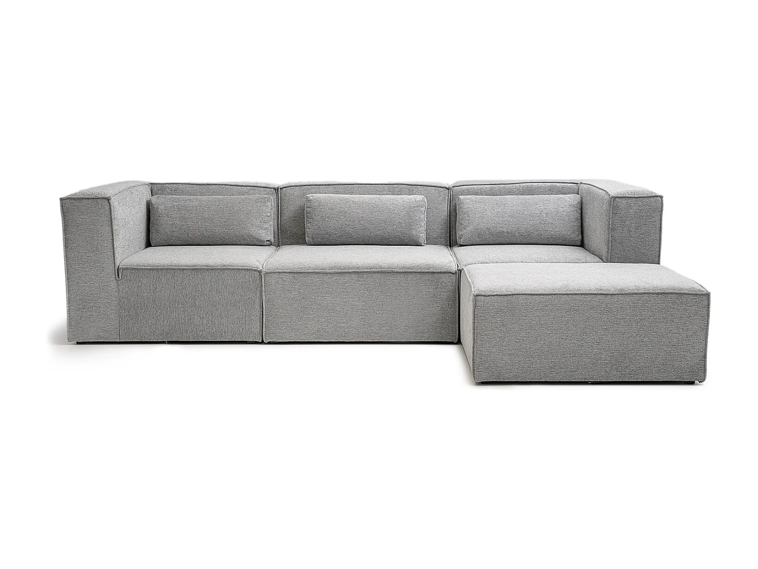 Doris Basket Weave Corner Sofa in Grey with Modular Comfort and Timeless Style