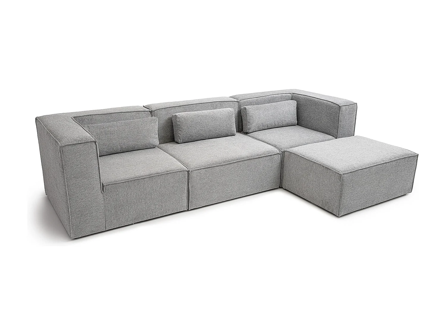 Doris Basket Weave Corner Sofa in Grey with Modular Comfort and Timeless Style