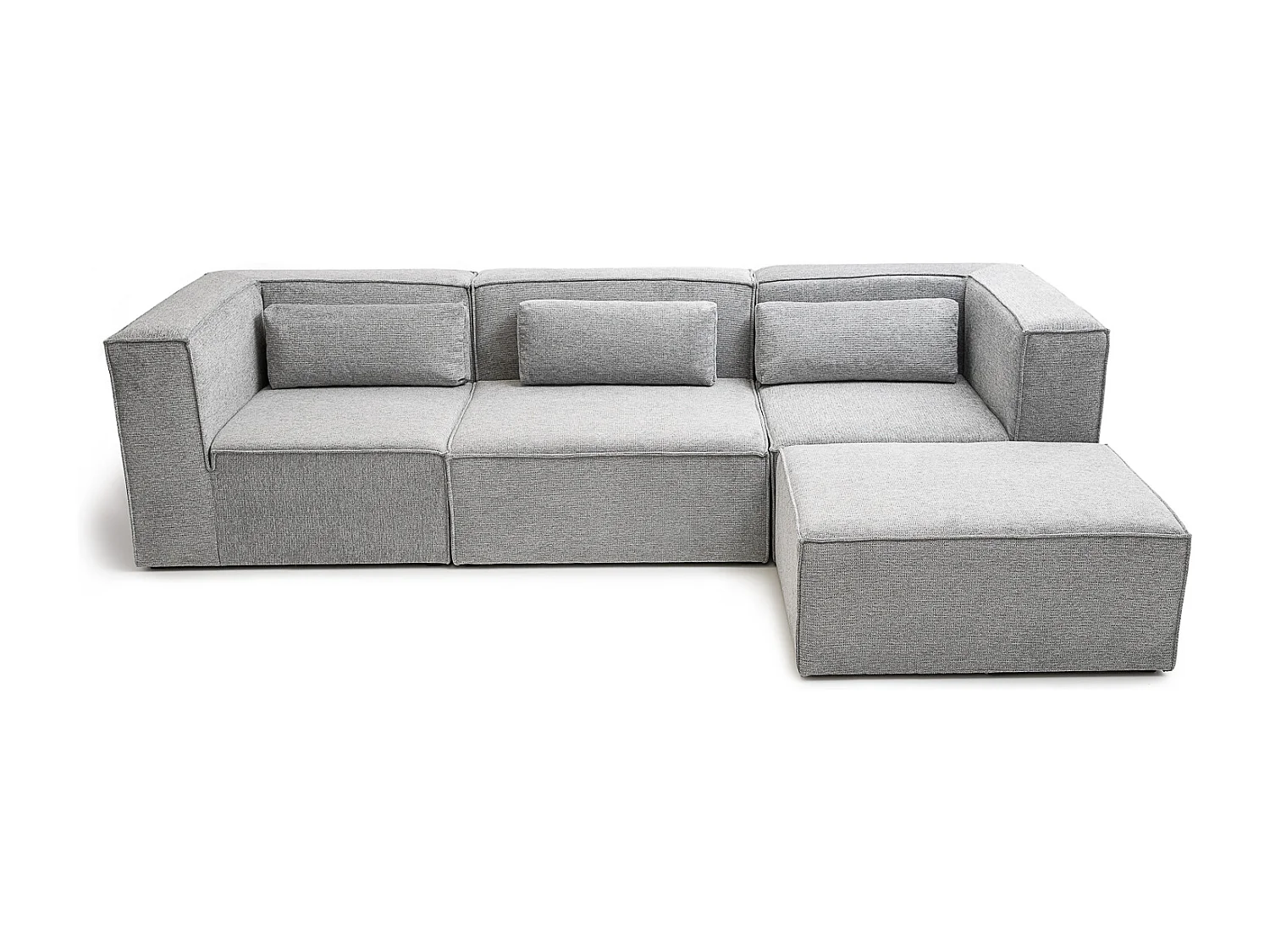 Doris Basket Weave Corner Sofa in Grey with Modular Comfort and Timeless Style