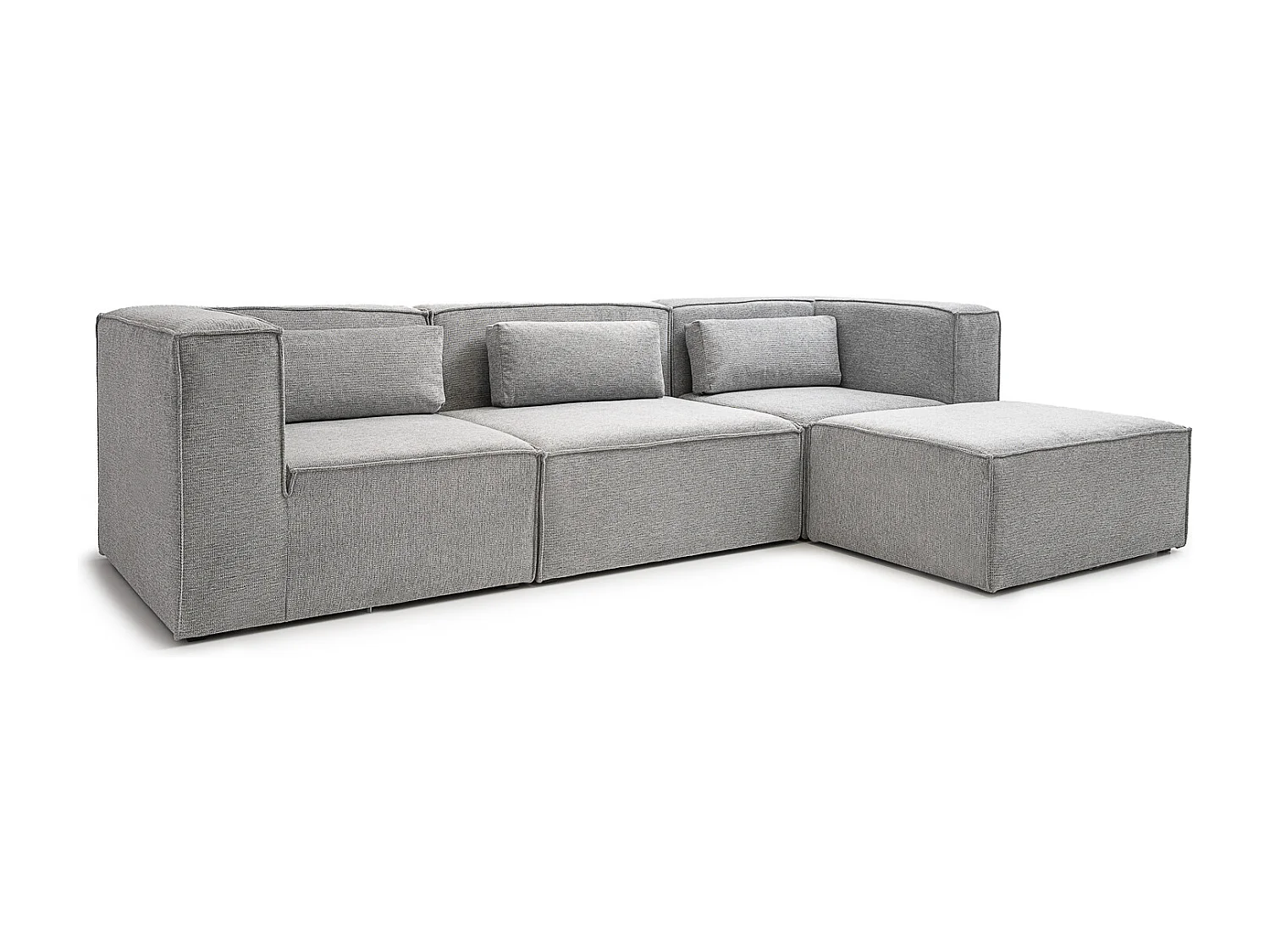 Doris Basket Weave Corner Sofa in Grey with Modular Comfort and Timeless Style