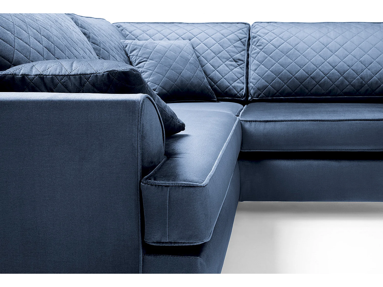Ferguson Fabric Corner Sofa in Blue Velvet