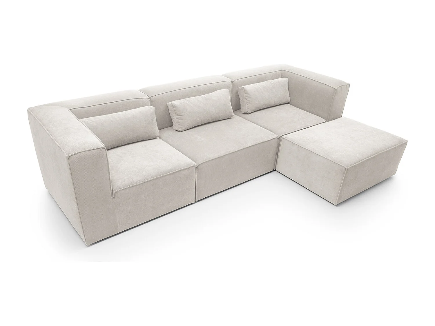 Doris Reversible Corner Sofa in White with High-Density Foam