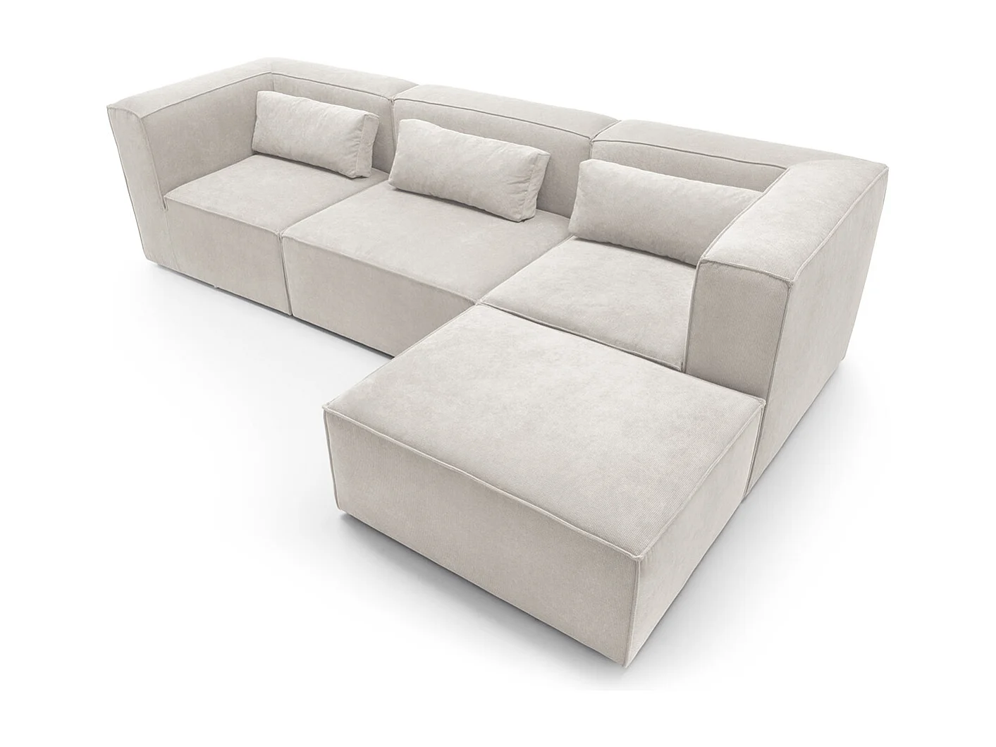 Doris Reversible Corner Sofa in White with High-Density Foam