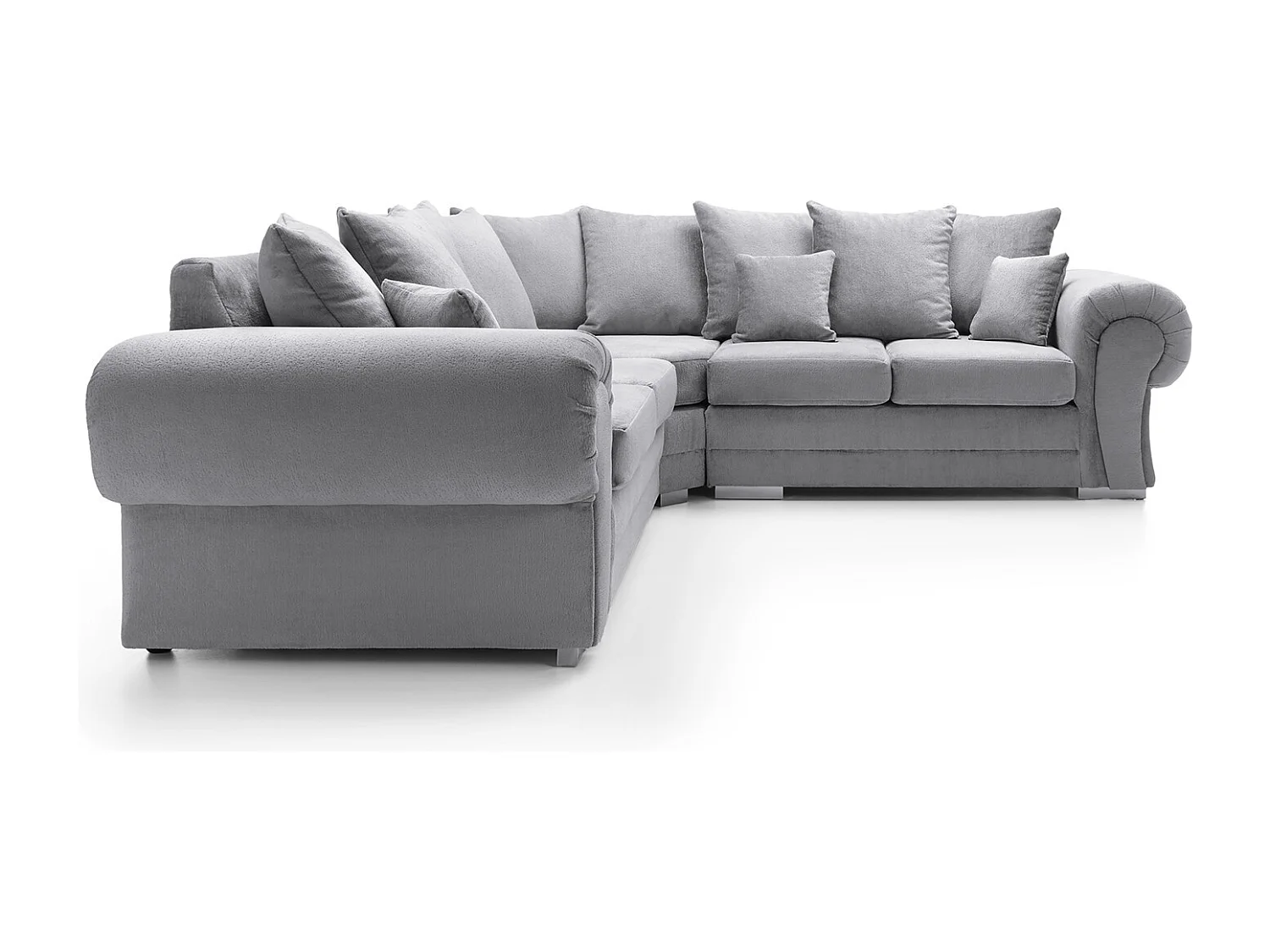 Verona Corner Sofa in Light Grey Crushed Chenille