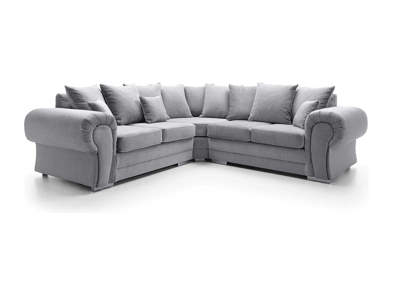 Verona Corner Sofa in Light Grey Crushed Chenille