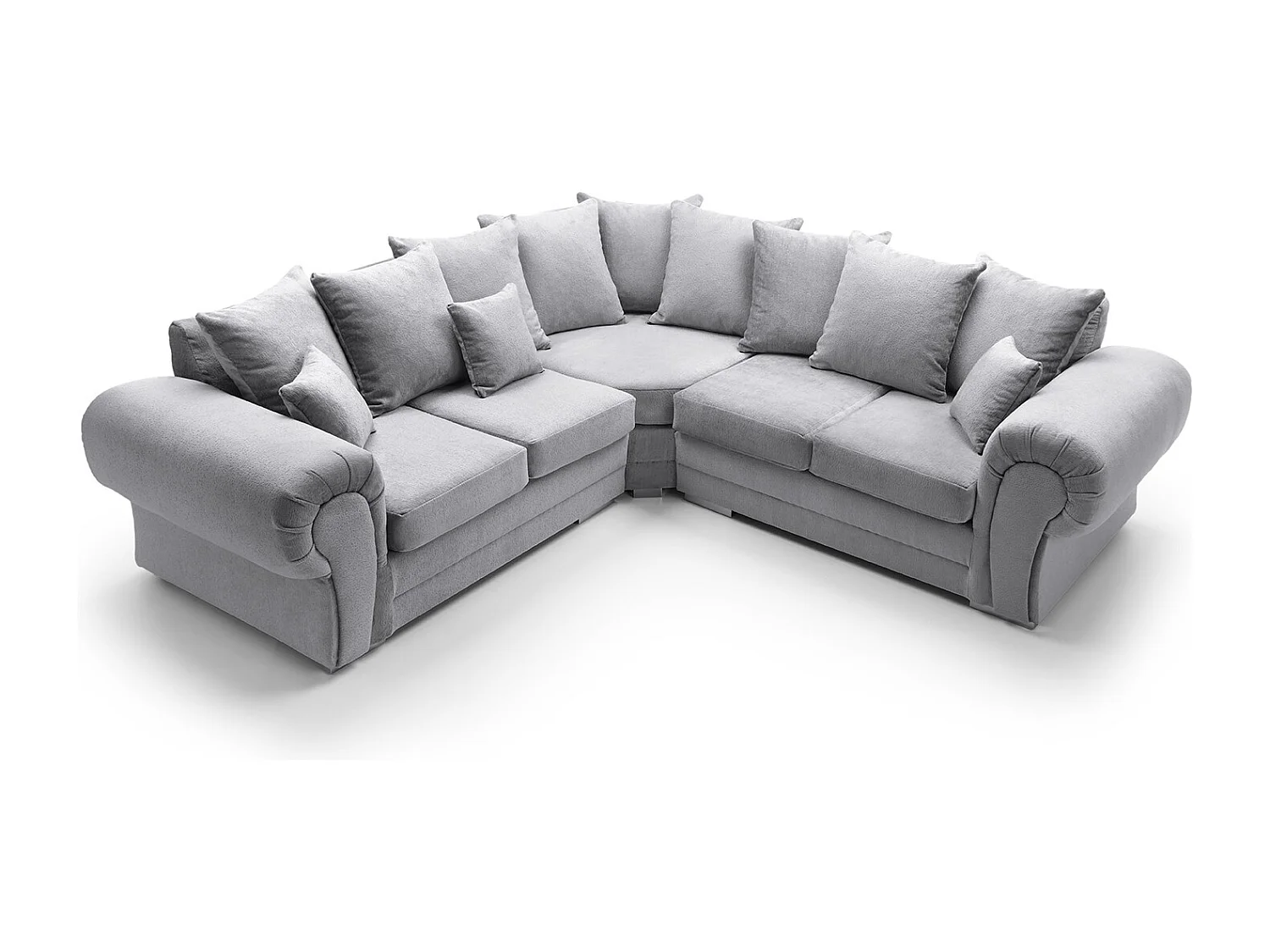 Verona Corner Sofa in Light Grey Crushed Chenille