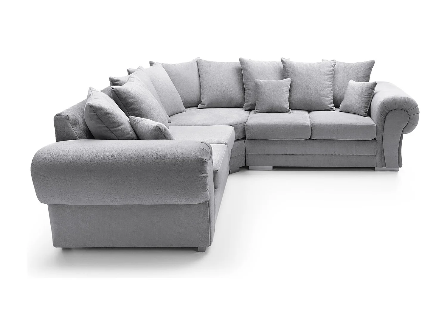 Verona Corner Sofa in Light Grey Crushed Chenille