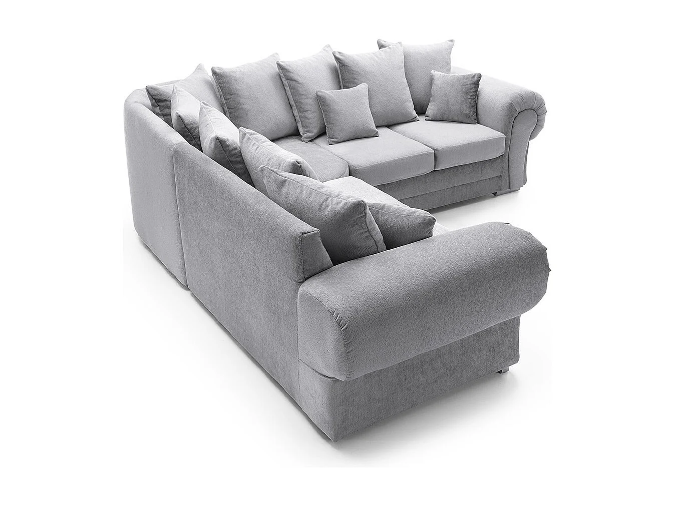 Verona Corner Sofa in Light Grey Crushed Chenille