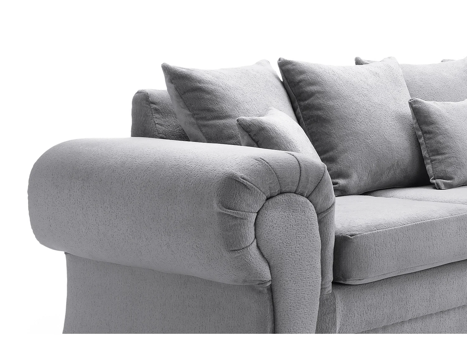 Verona Corner Sofa in Light Grey Crushed Chenille