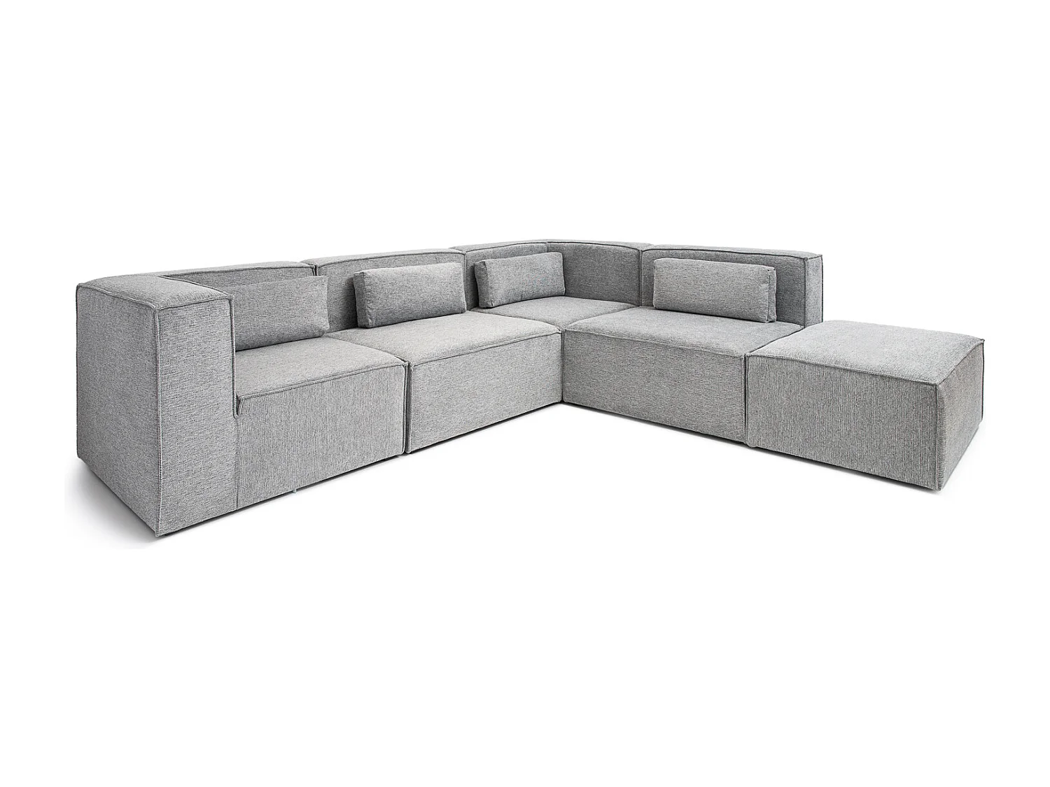 Doris Basket Weave Large Corner Sofa in Grey with Modular Comfort and Timeless Style