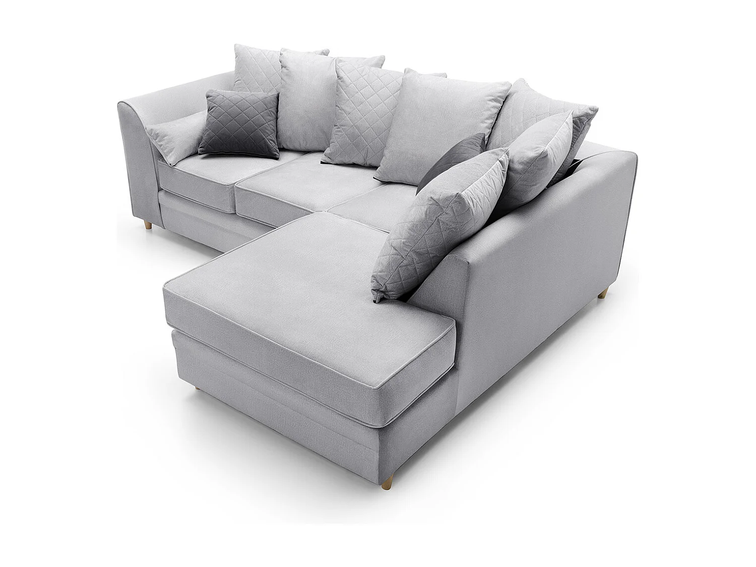 Chicago Velvet Right Facing Corner Sofa in Light Grey