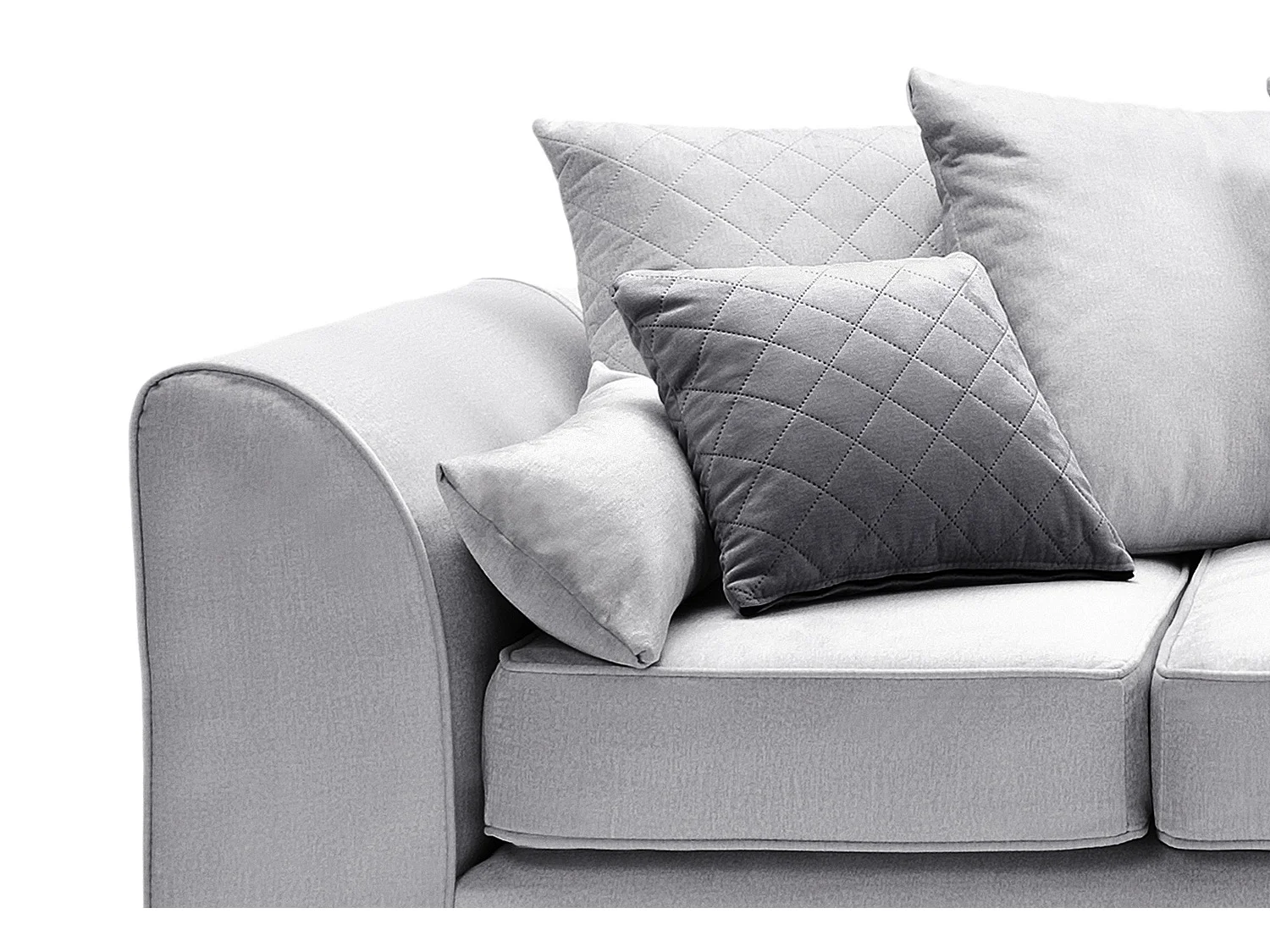 Chicago Velvet Right Facing Corner Sofa in Light Grey