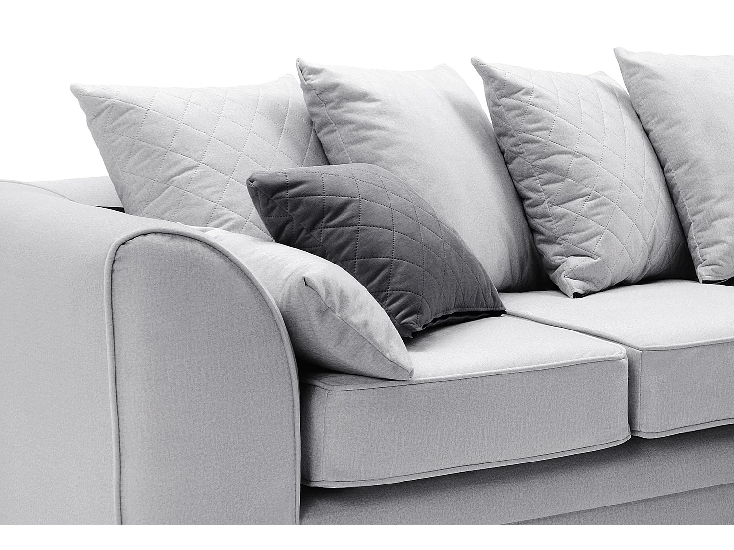Chicago Velvet Right Facing Corner Sofa in Light Grey