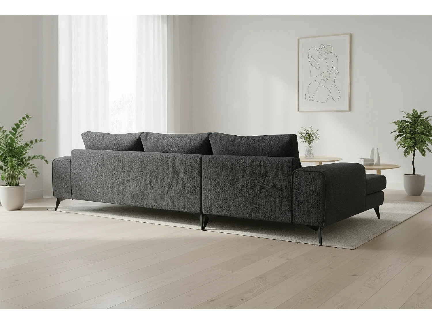 Venice Basket Weave Corner Sofa Left Facing in Graphite