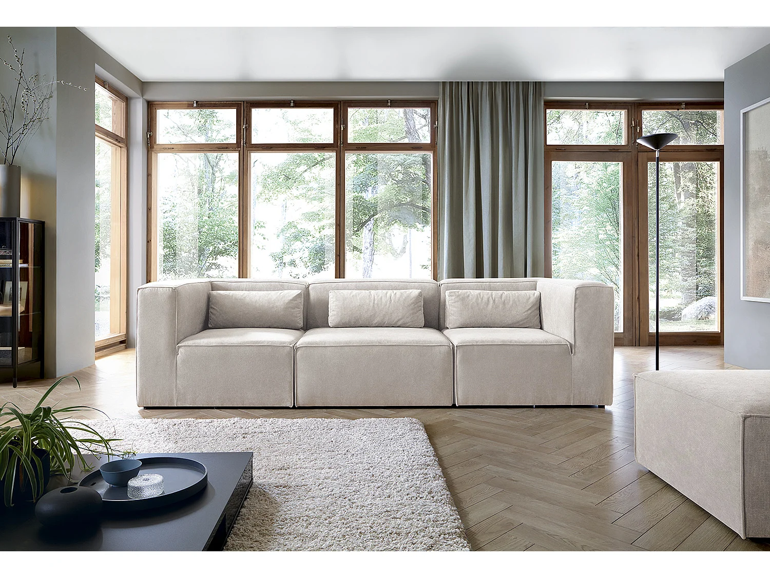 Doris Reversible 4 Seater Sofa in White with High-Density Foam