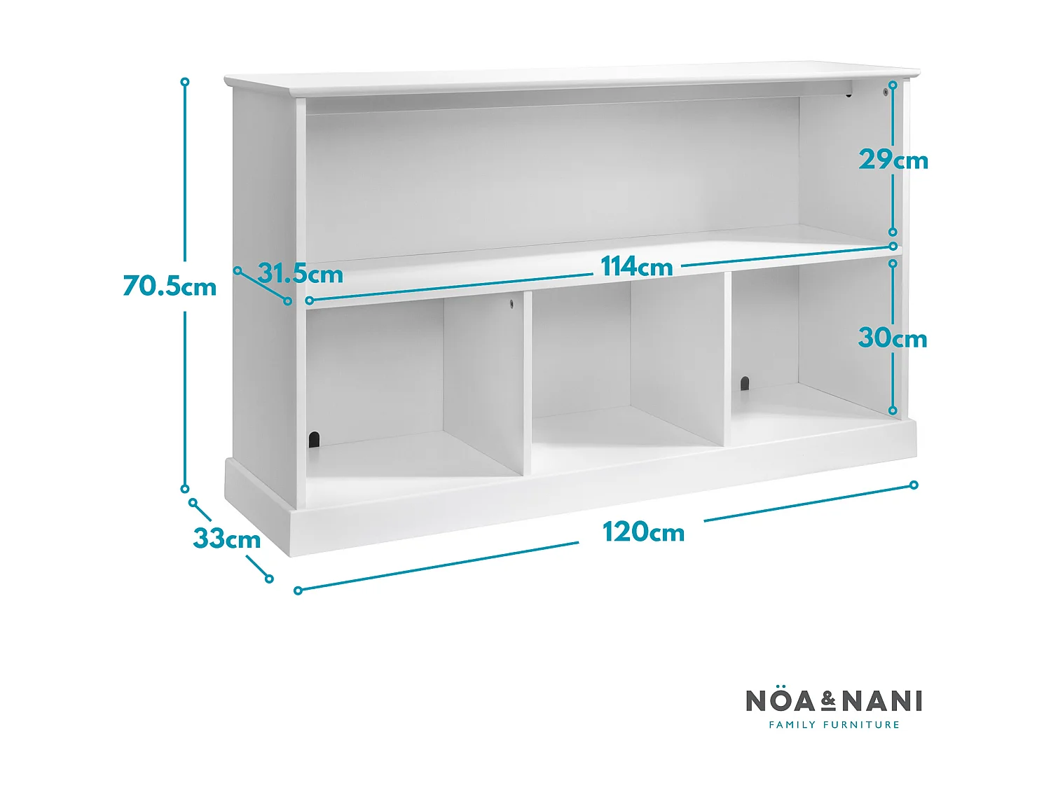 Noa & Nani Halmstad 3 Cube & Shelf Storage Unit White