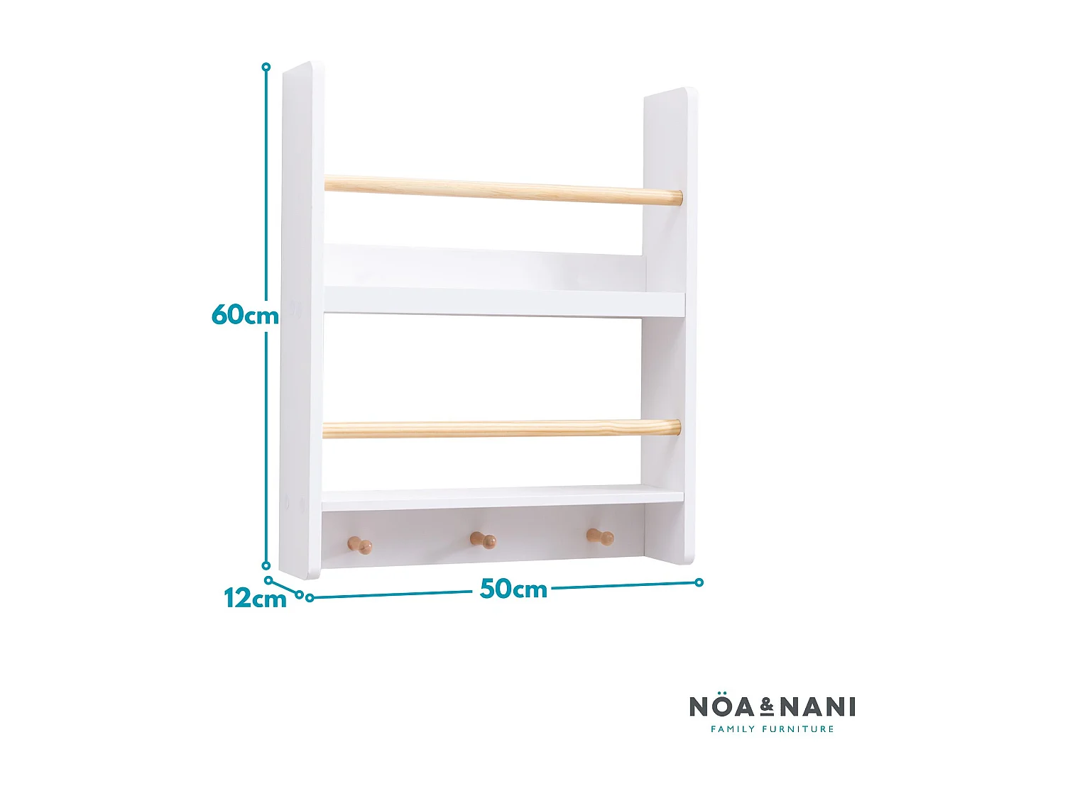 Elene Display 2 Tier Shelf Bookcase Wall Mounted & Coathook
