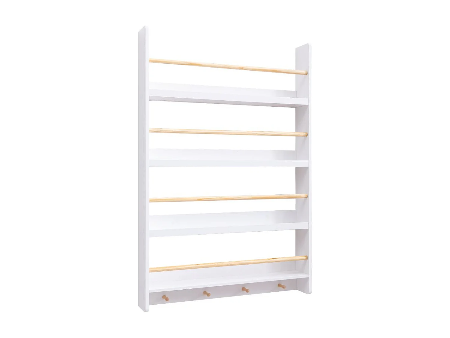 Elene Display Wide & Large Shelf Bookcase Wall Mounted & 4 Coathooks